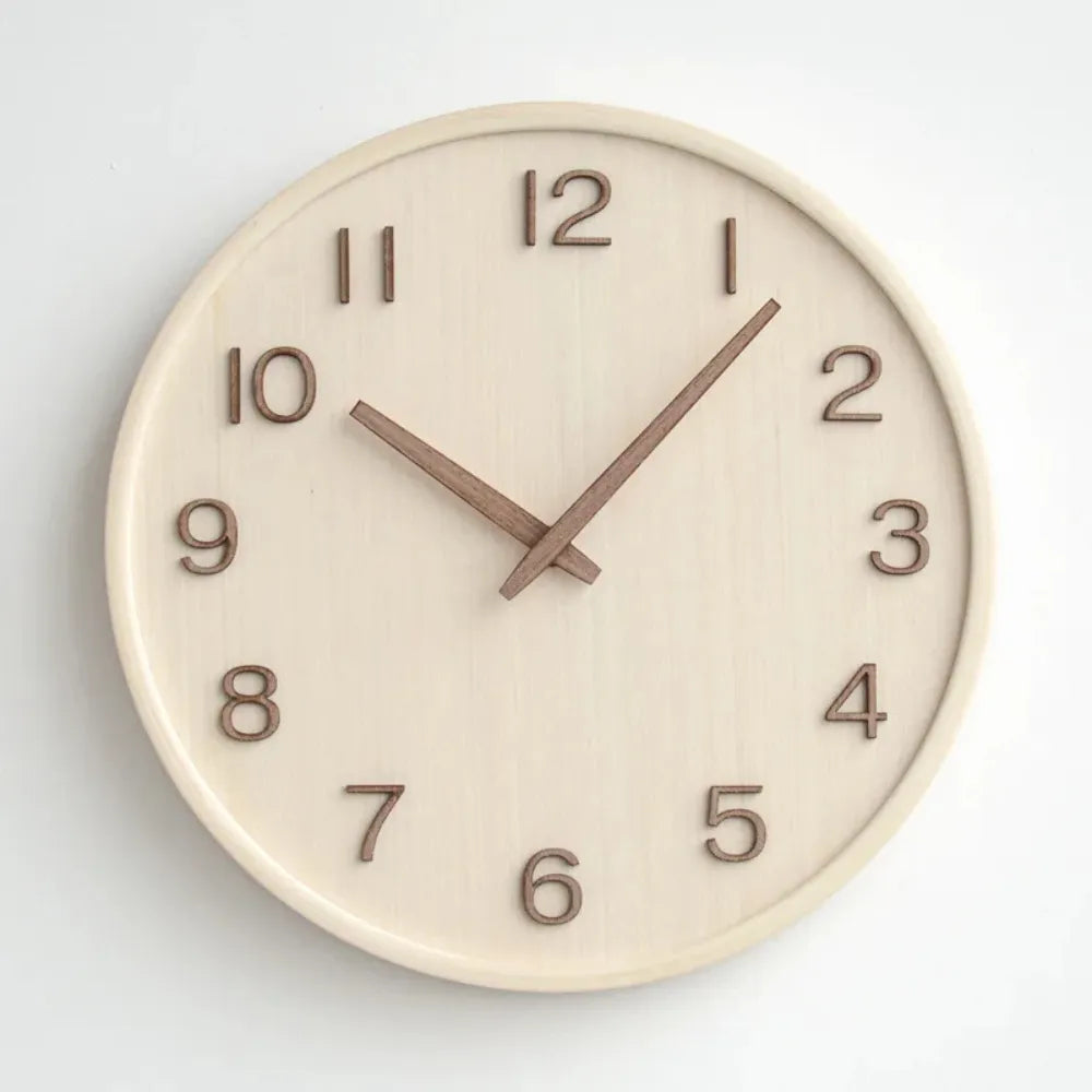 Relógio de Parede para Cozinha/Sala Decorativo em Madeira bege branco