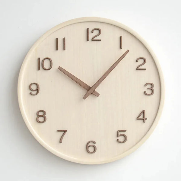 Relógio de Parede para Cozinha/Sala Decorativo em Madeira bege branco