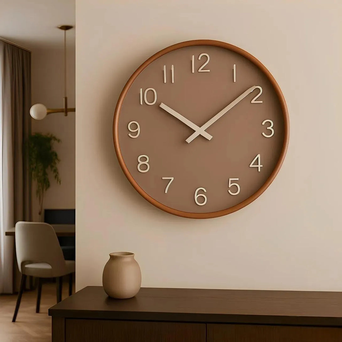 Relógio de Parede para Cozinha/Sala Decorativo em Madeira marrom cinza