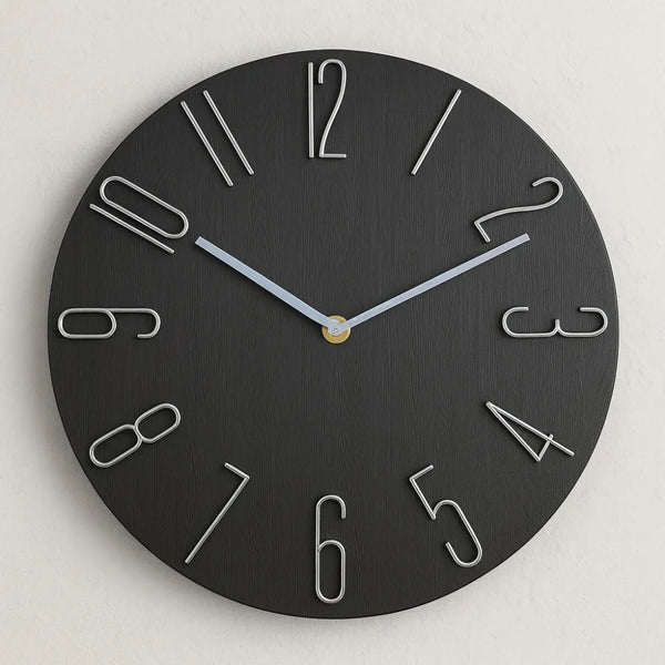 Relógio de Parede para Cozinha/Sala Grande Decorativo Sofisticado preto