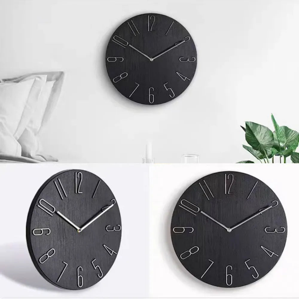 Relógio de Parede para Cozinha/Sala Grande Decorativo Sofisticado preto