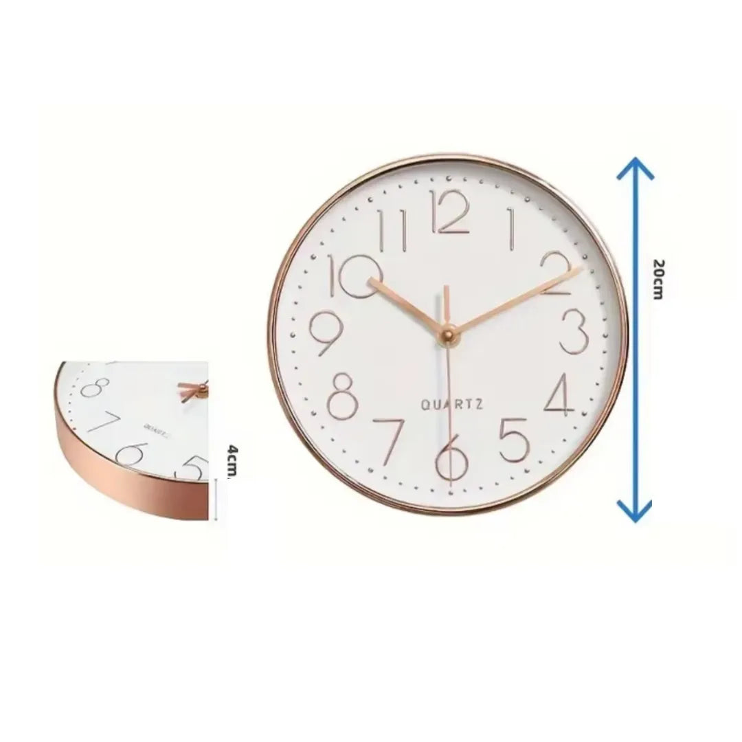 Relógio de Parede para Cozinha Sala Grande Decorativo branco rosa Quartz