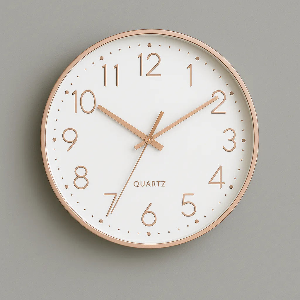 Relógio de Parede para Cozinha Sala Grande Decorativo branco rosa Quartz