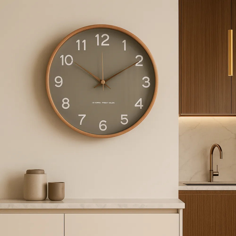 Relógio de Parede para Cozinha/Sala Grande Decorativo cinza verde Elegante