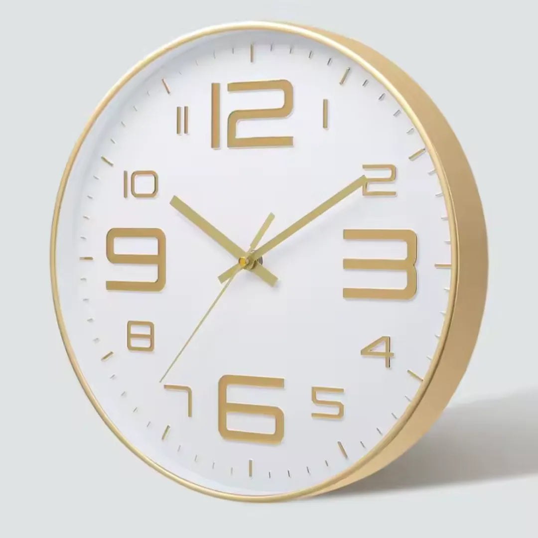 Relógio de Parede para Cozinha Sala Grande Decorativo dourado branco Moderno