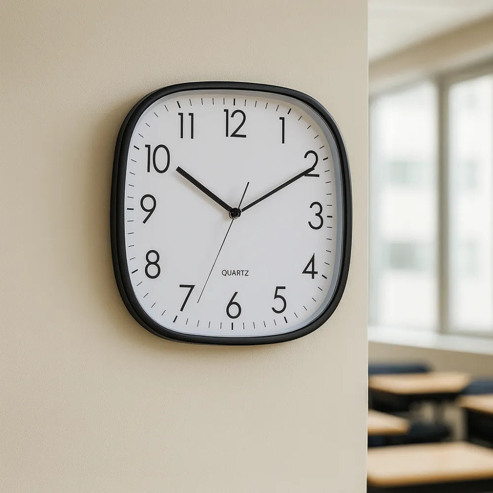 Relógio de Parede para Cozinha/Sala Grande Decorativo preto Quadrado 