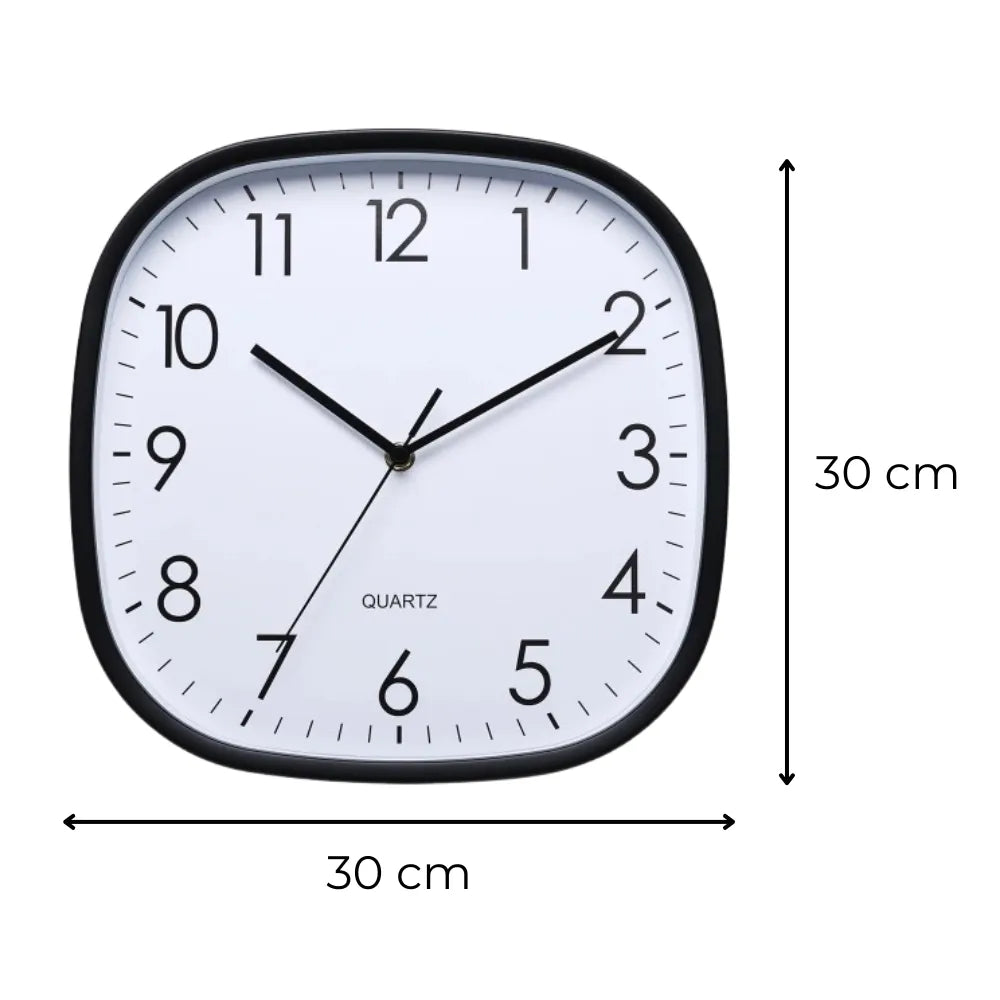 Relógio de Parede para Cozinha/Sala Grande Decorativo preto Quadrado 