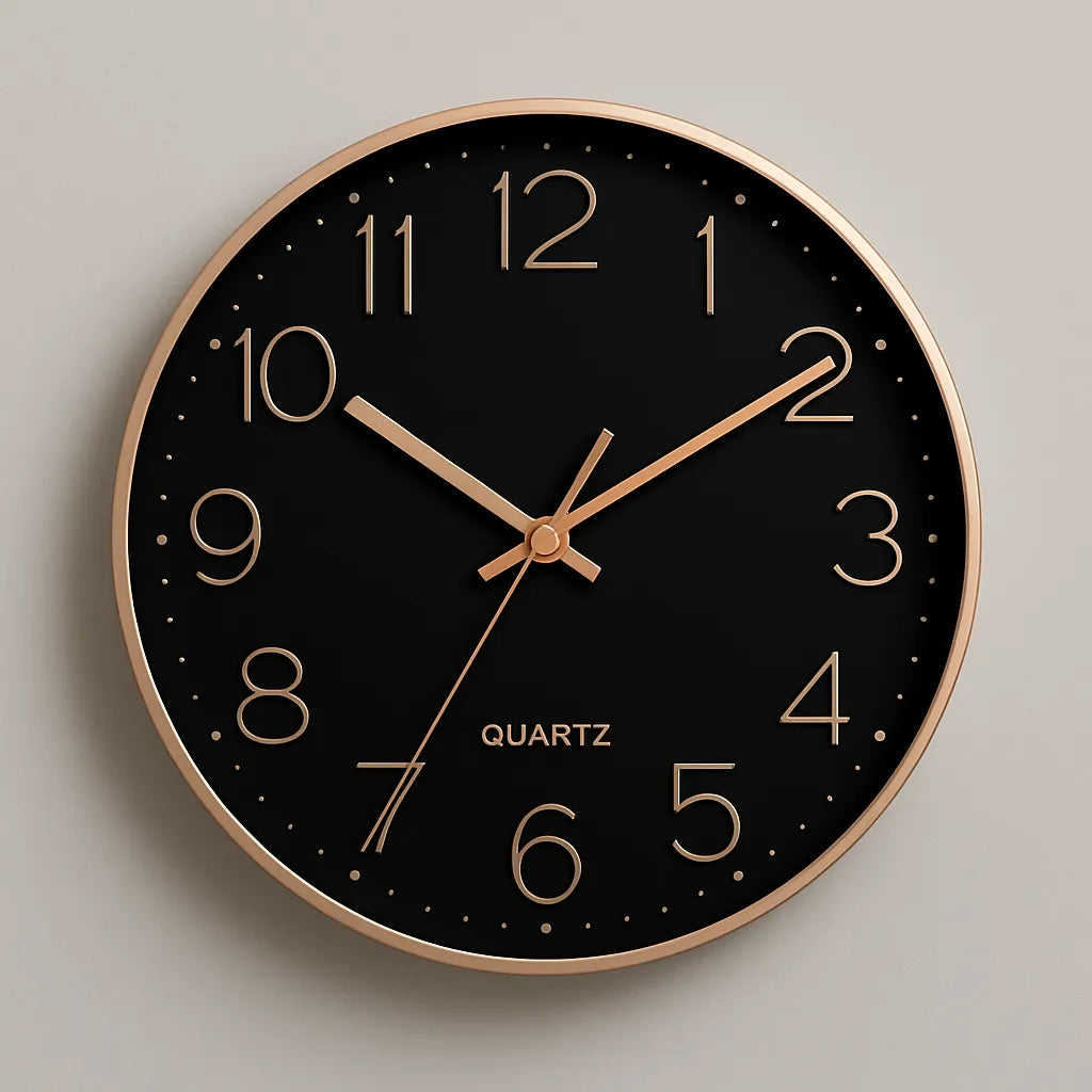 Relógio de Parede para Cozinha Sala Grande Decorativo preto rosa Quartz