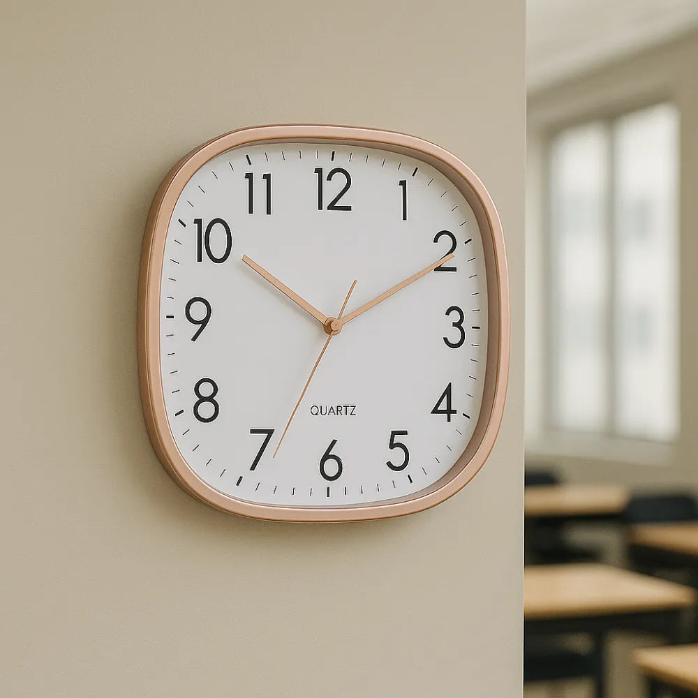 Relógio de Parede para Cozinha/Sala Grande Decorativo rosa Quadrado 