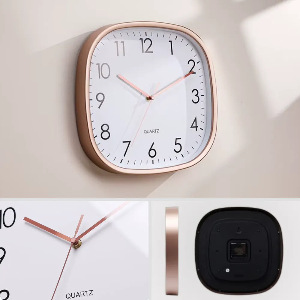 Relógio de Parede para Cozinha/Sala Grande Decorativo rosa Quadrado 