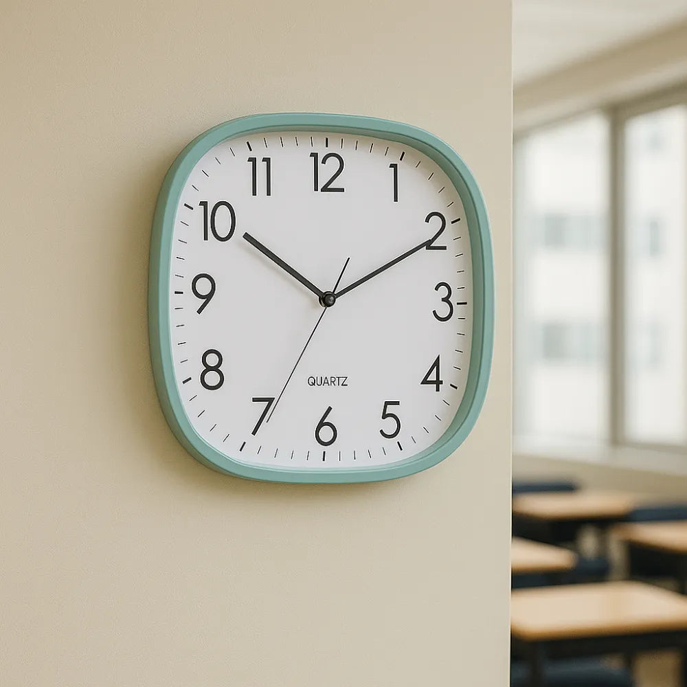 Relógio de Parede para Cozinha/Sala Grande Decorativo verde Quadrado 