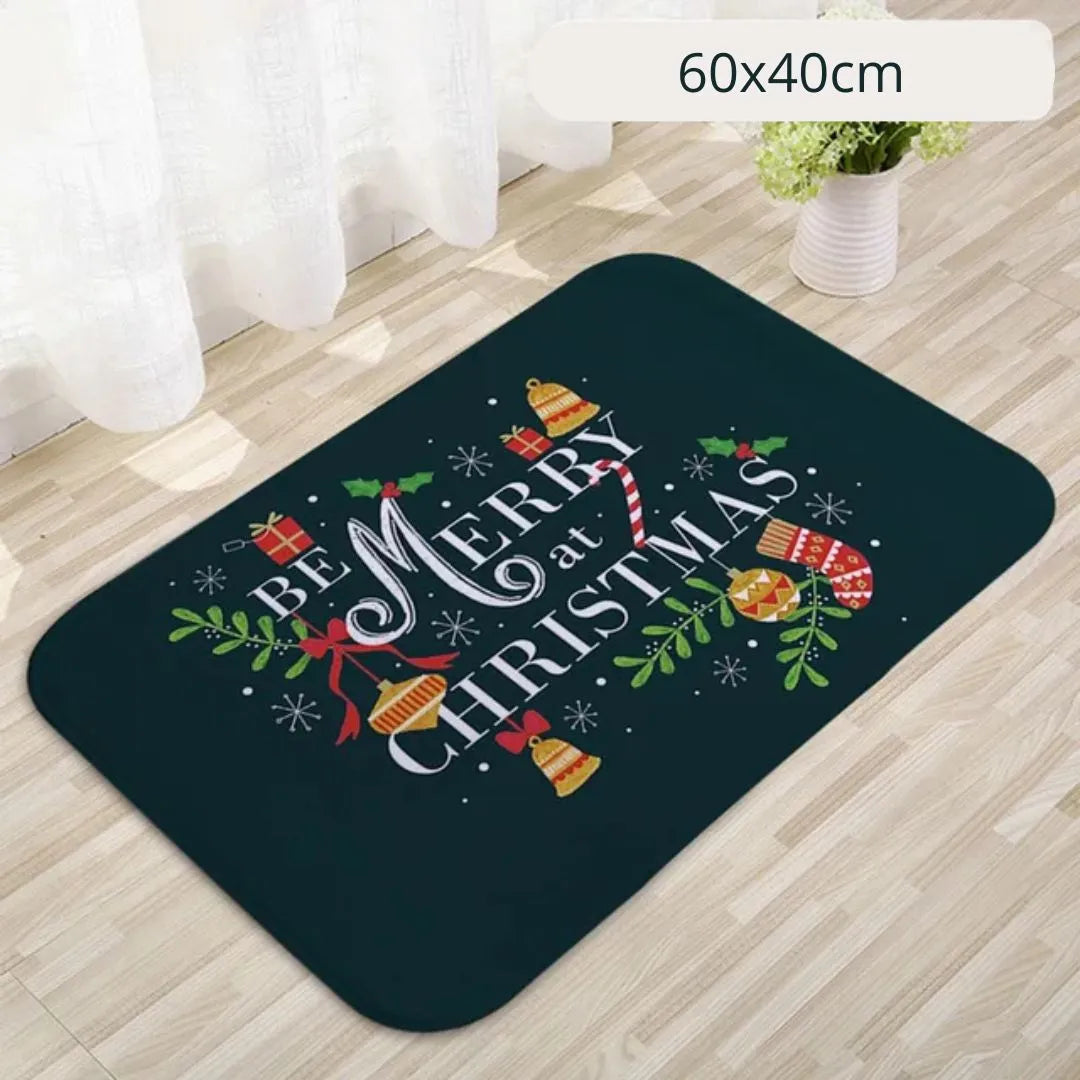Tapete Capacho de Natal para Entrada Cozinha Banheiro Merry Christmas 60x40