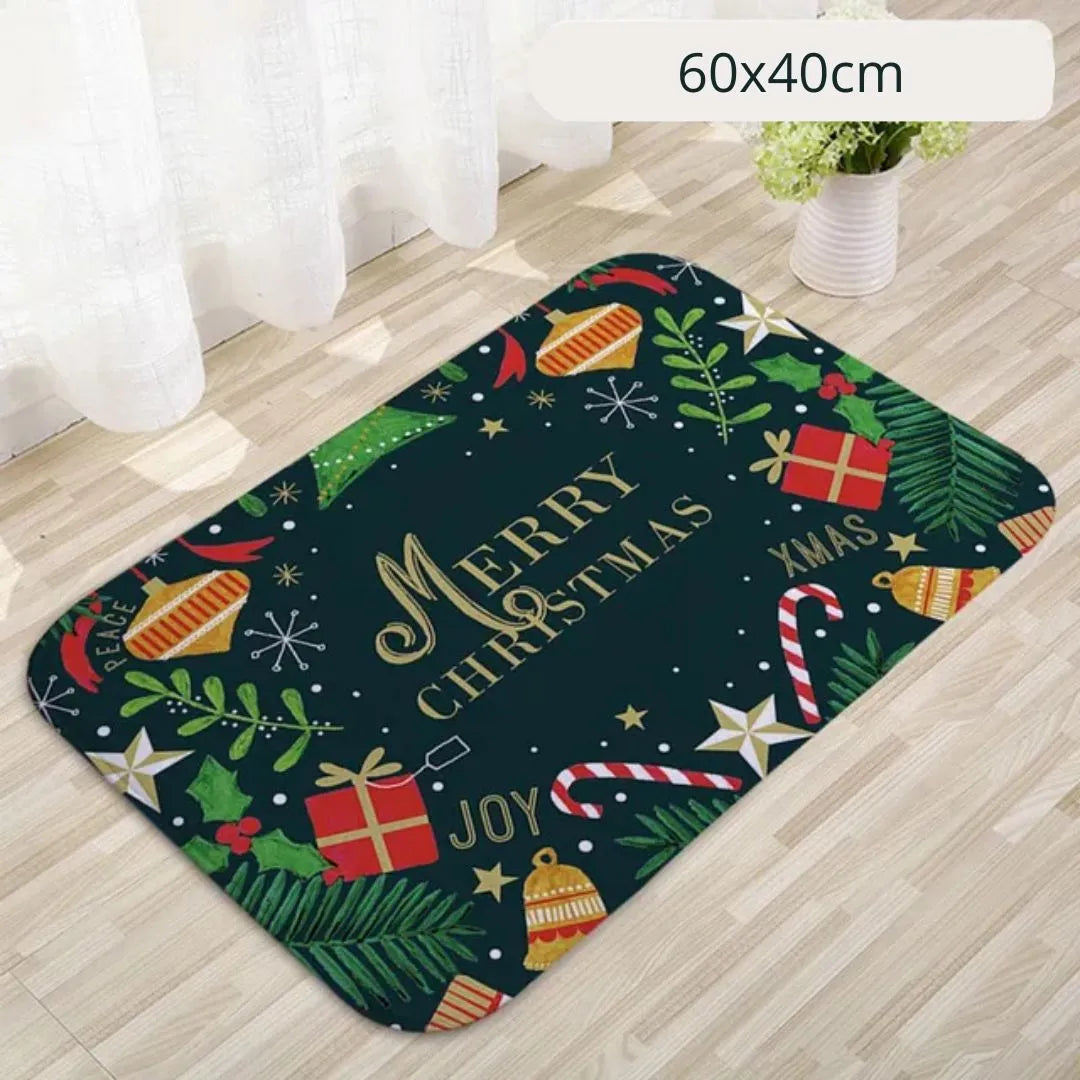 Tapete Capacho de Natal para Entrada Cozinha Banheiro Merry Christmas 60x40