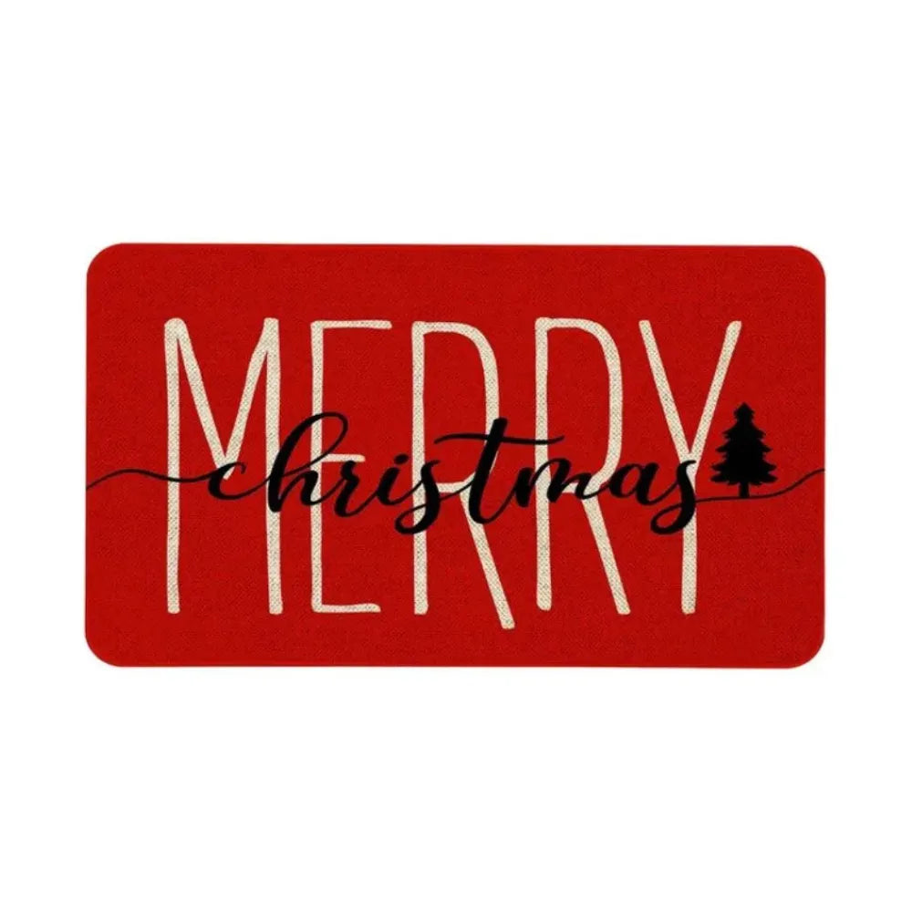 Tapete/Capacho de Natal para Entrada/Cozinha/Banheiro Vermelho Merry Christmas