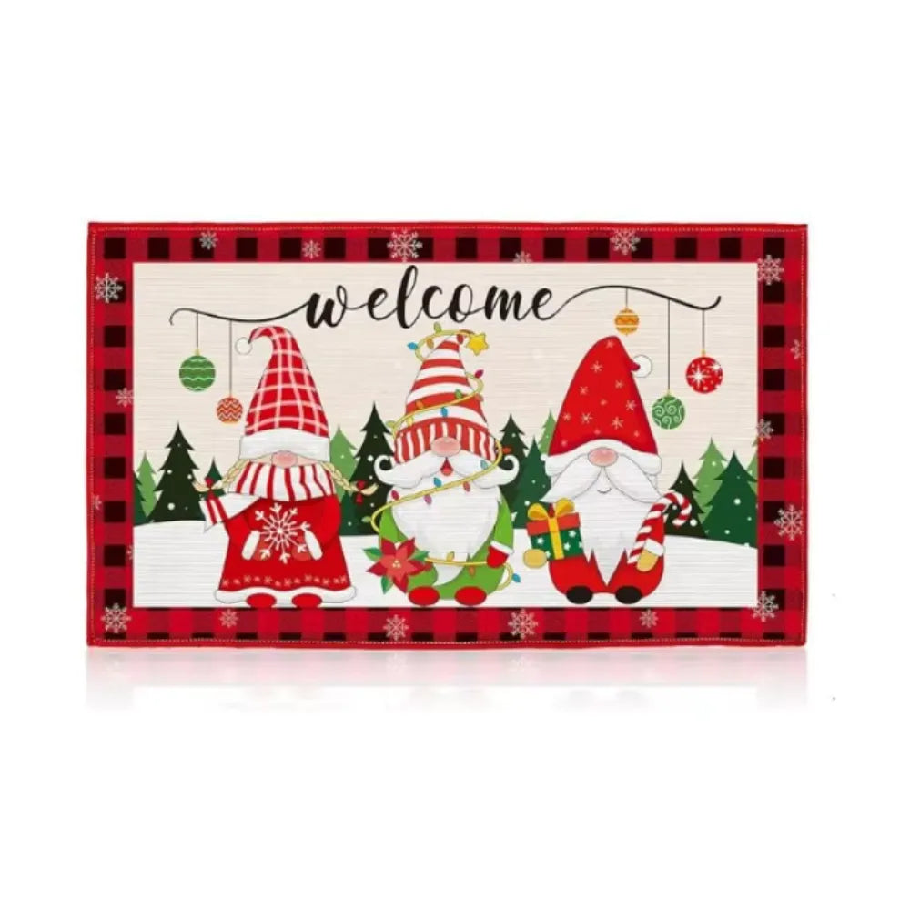 Tapete Capacho de Natal para Entrada Cozinha Banheiro Welcome