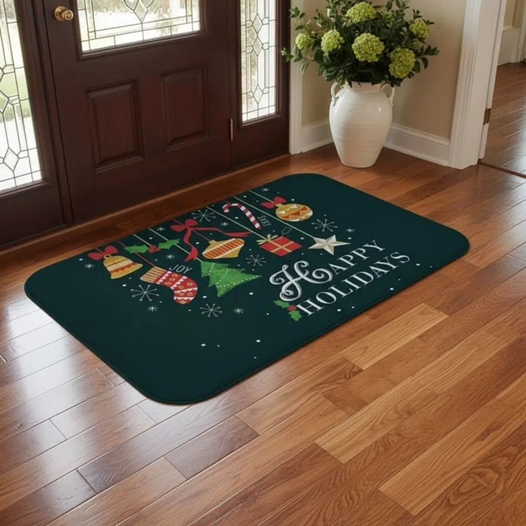 Tapete Capacho de Natal para Entrada/Cozinha/Banheiro verde