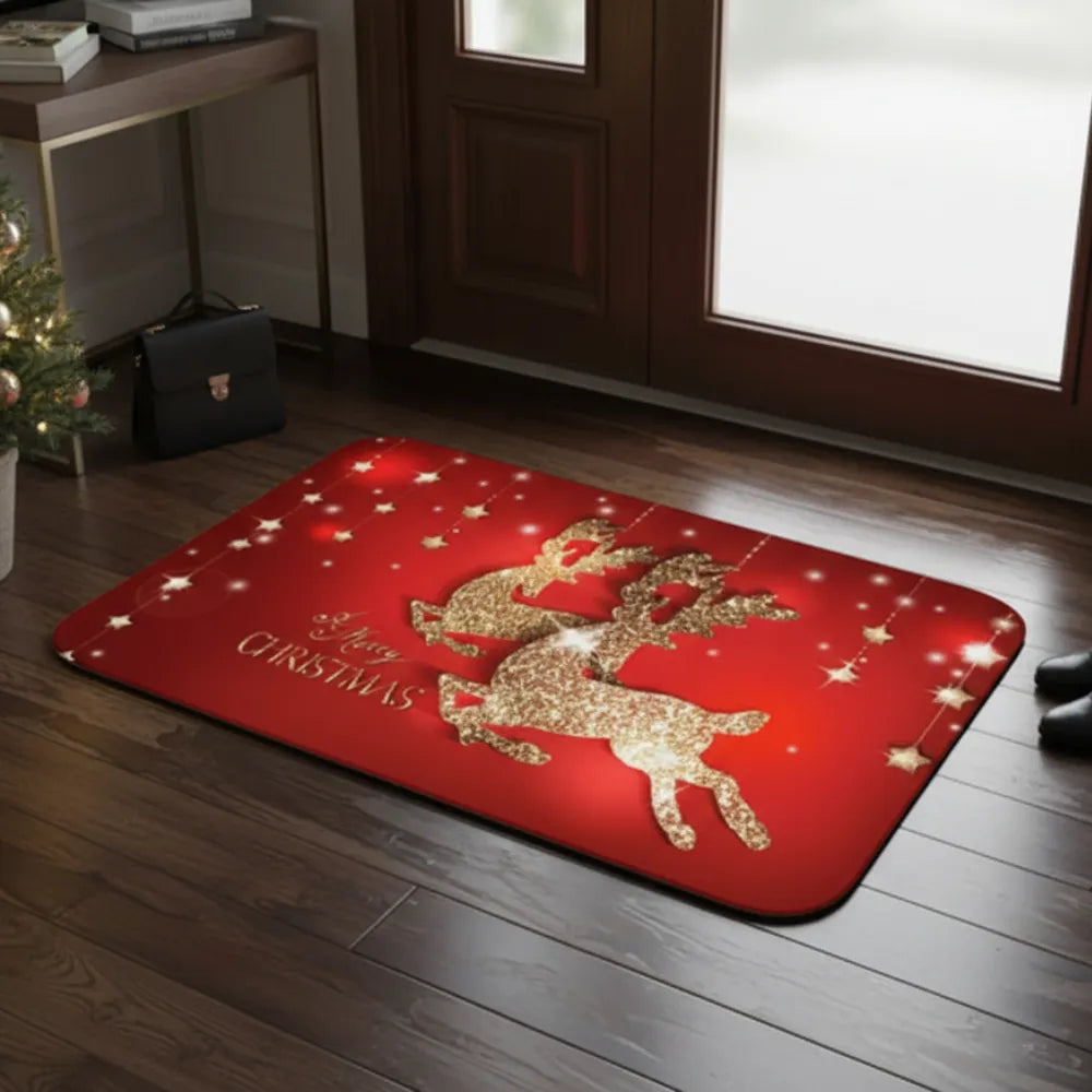 Tapete de Natal para Entrada Vermelho Merry Christmas