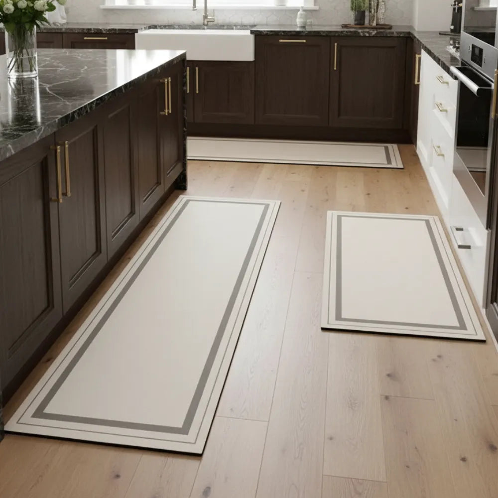 Tapete para Cozinha Antiderrapante Absorvente Bege