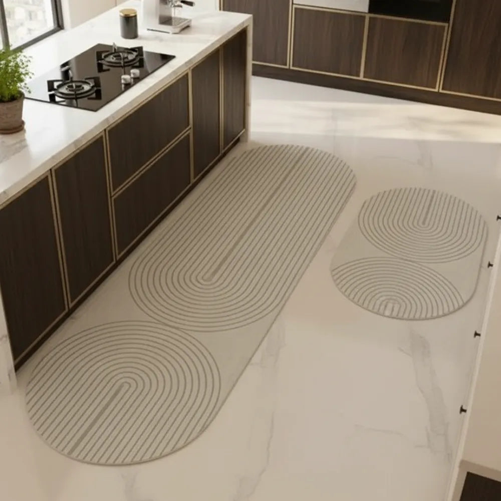 Tapete para Cozinha Antiderrapante Absorvente Bege 