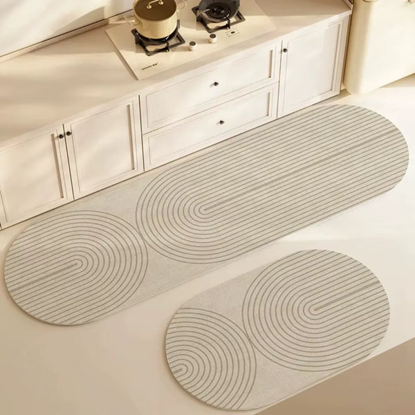 Tapete para Cozinha Antiderrapante Absorvente Bege Neutro 1