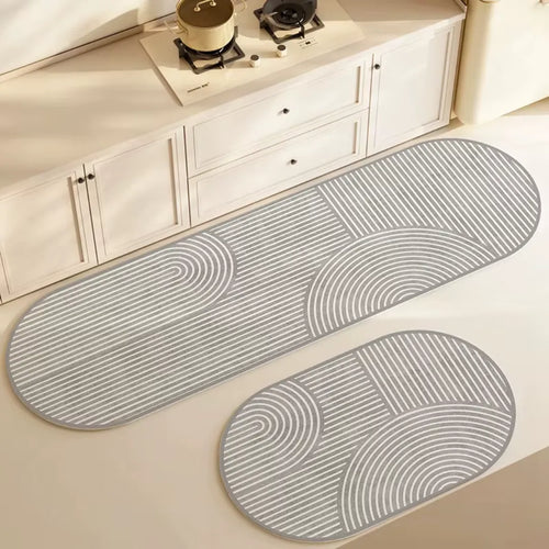 Tapete para Cozinha Antiderrapante Absorvente Sofisticado - Cinza