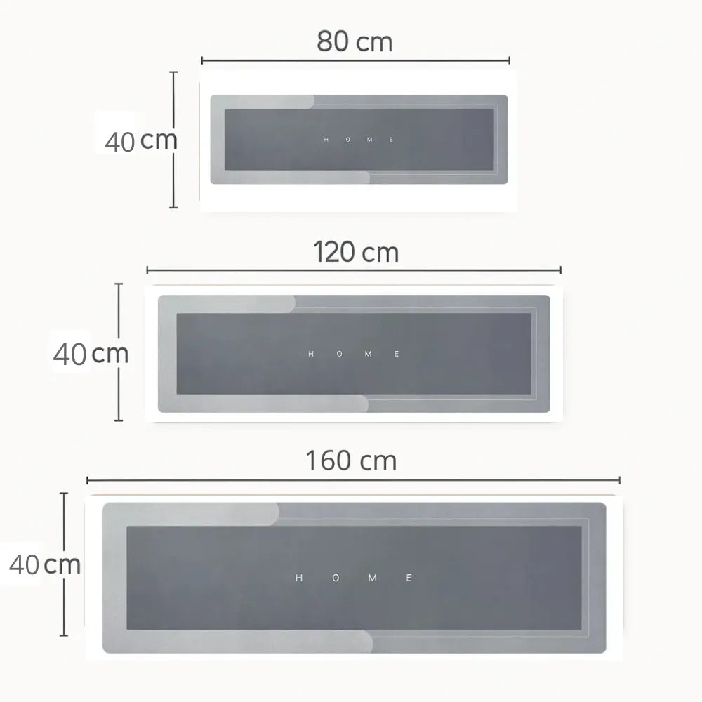 Tapete para Cozinha Antiderrapante Absorvente Minimalista Cinza 4