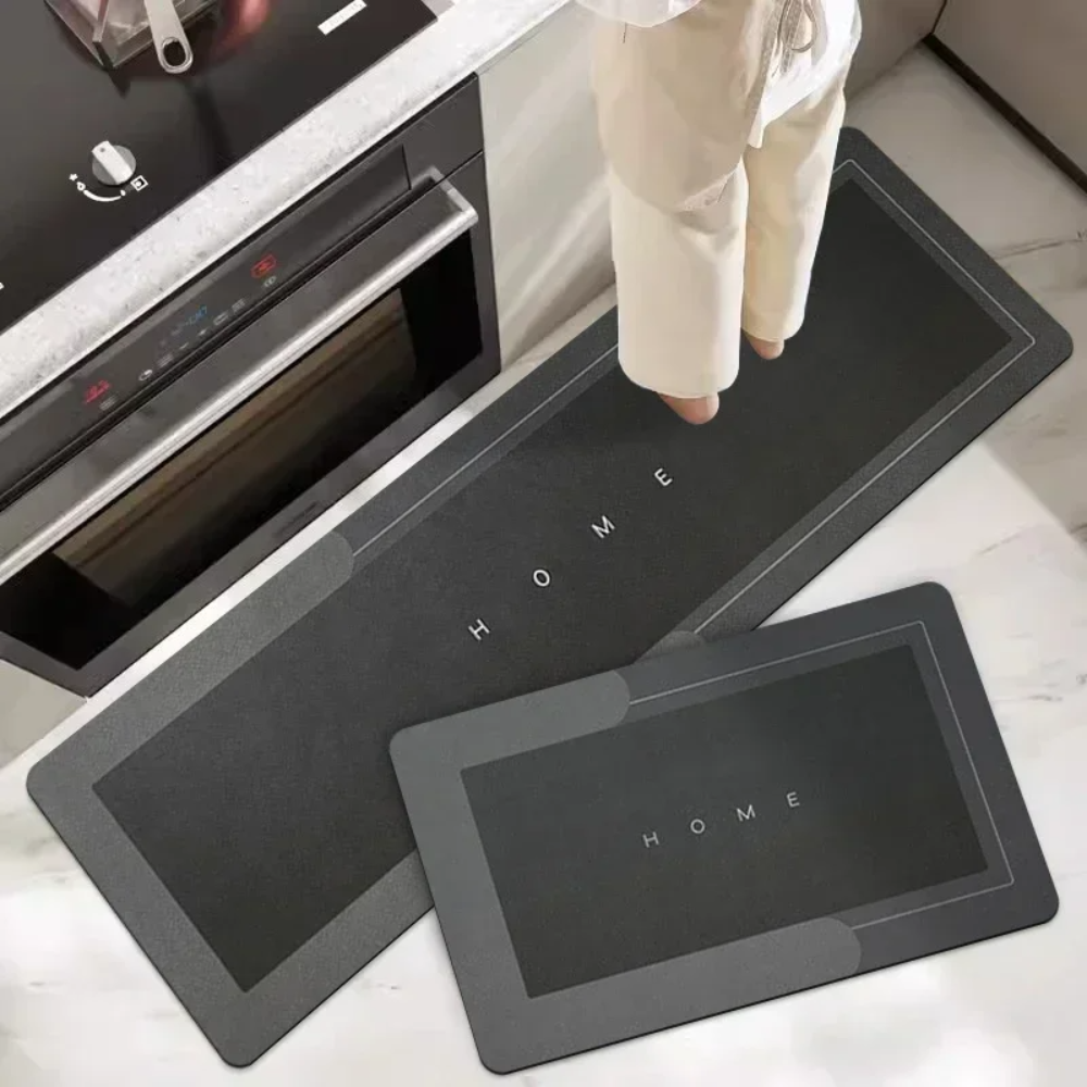 Tapete para Cozinha Antiderrapante Absorvente Minimalista Preto 2