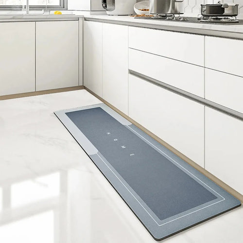 Tapete para Cozinha Antiderrapante Absorvente Minimalista - Azul