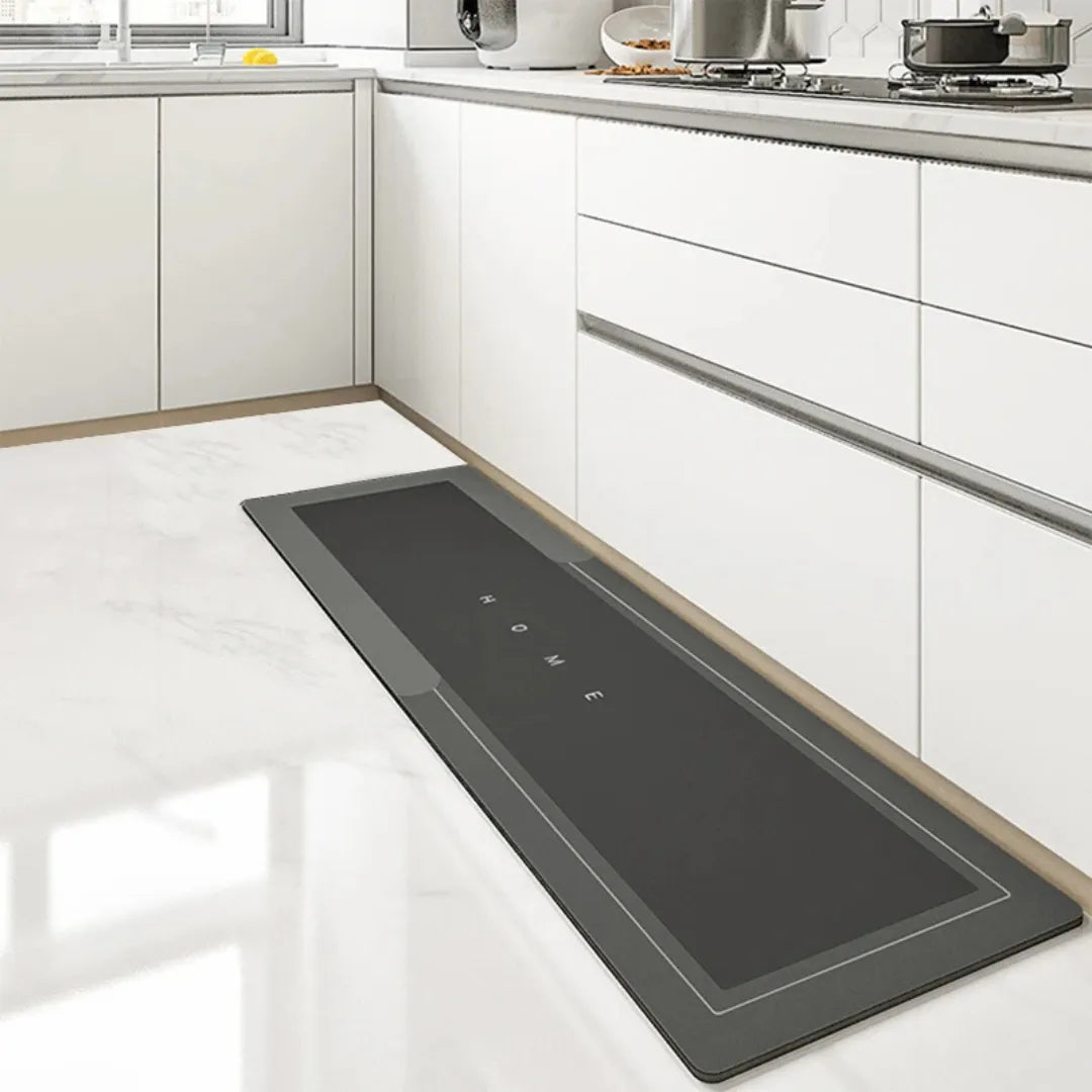 Tapete para Cozinha Antiderrapante Absorvente Minimalista preto 