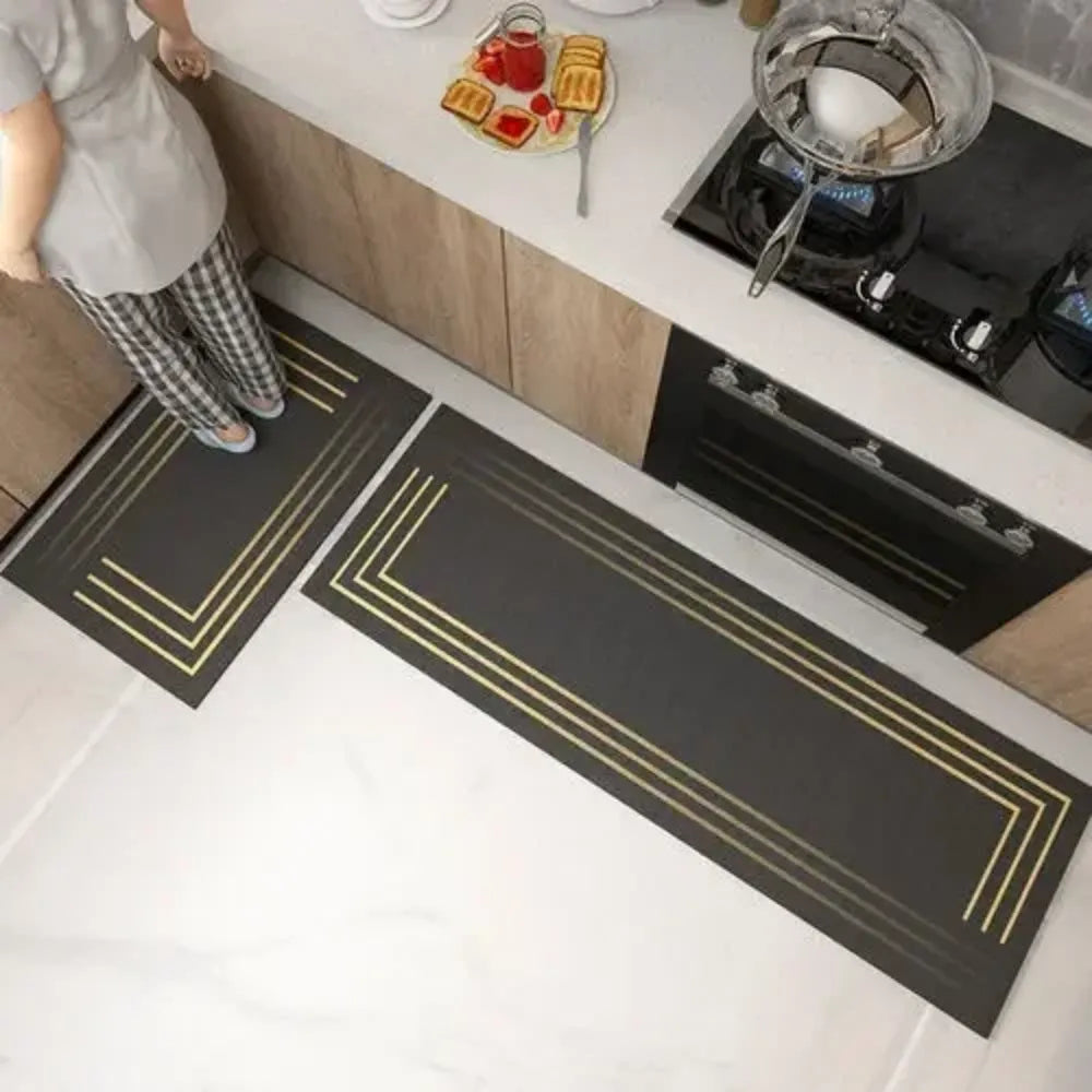 Tapete para Cozinha Antiderrapante Absorvente Preto 8
