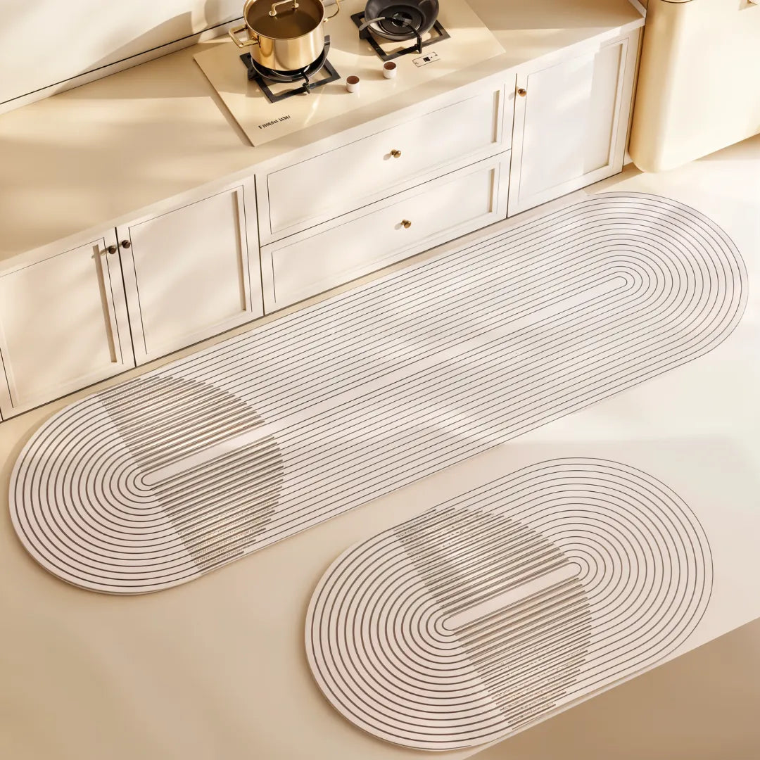 Tapete para Cozinha Antiderrapante Absorvente Sofisticado branco 3