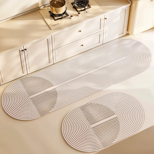 Tapete para Cozinha Antiderrapante Absorvente Sofisticado - Off White