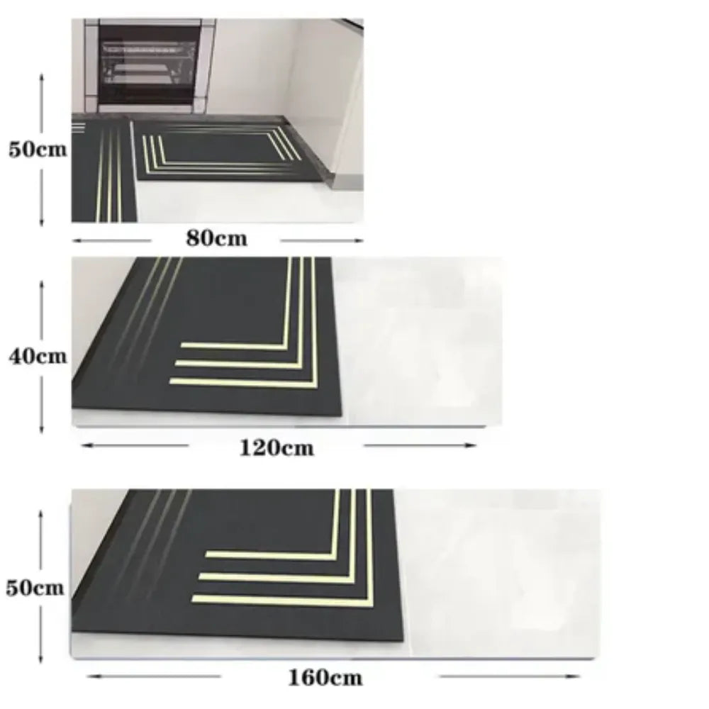 Tapete para Cozinha Antiderrapante Absorvente Versátil Preto 5