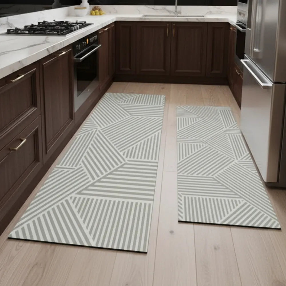 Tapete para Cozinha Antiderrapante Passadeira branco Moderno Estampado