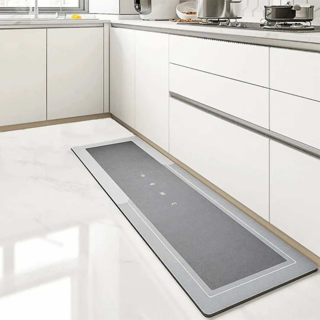 Tapete para Cozinha Antiderrapante Absorvente Minimalista cinza
