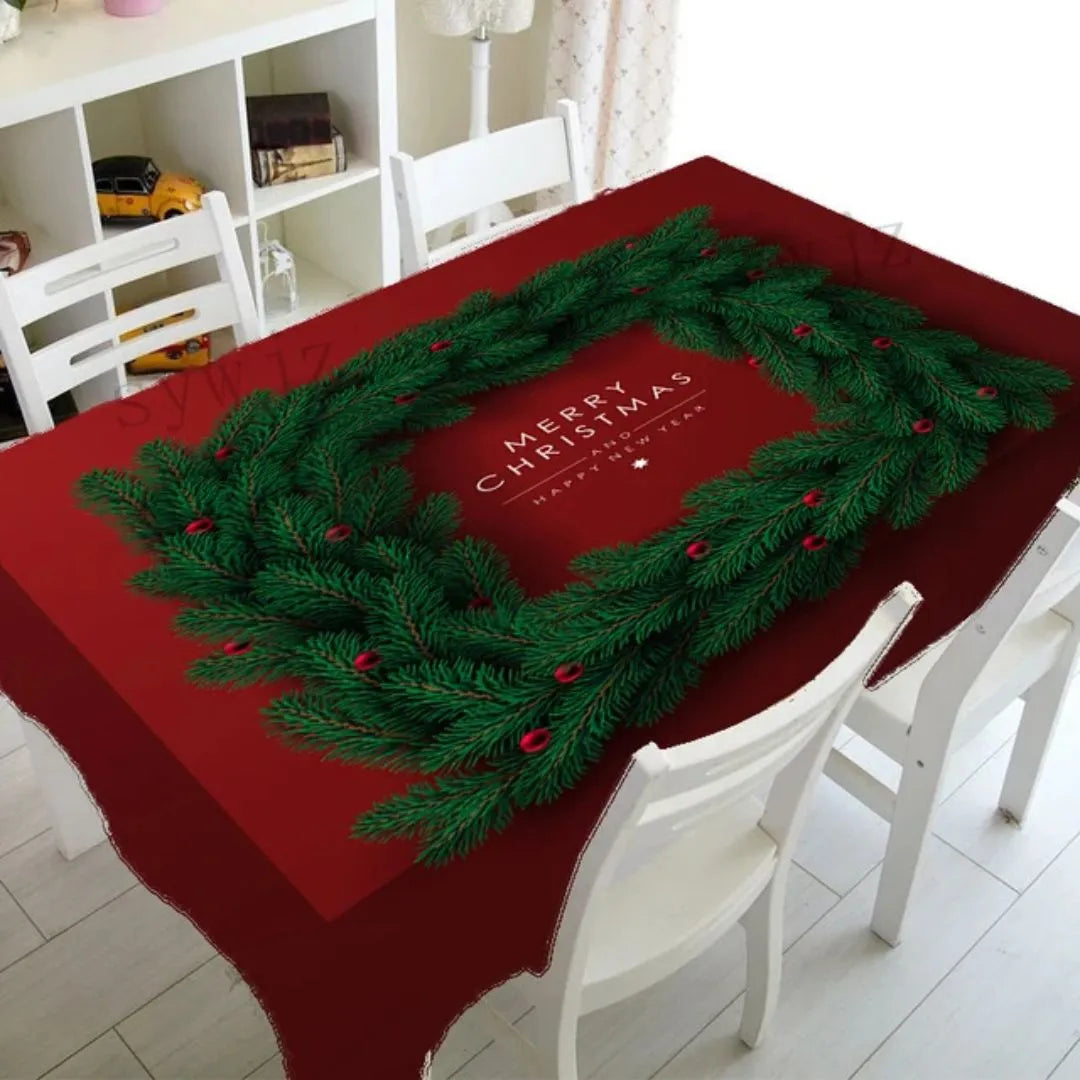 Toalha de Mesa para Natal 2,4,6,8 lugares Impermeável natalina vermelha branca verde