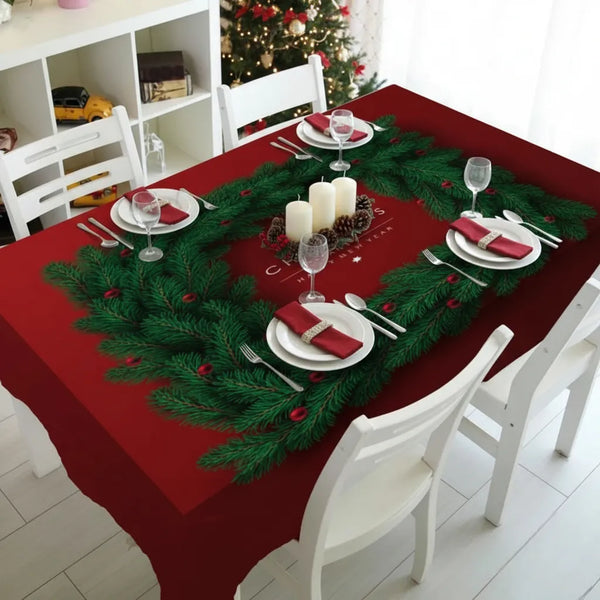 Toalha de Mesa para Natal 2,4,6,8 lugares Impermeável natalina vermelha branca verde