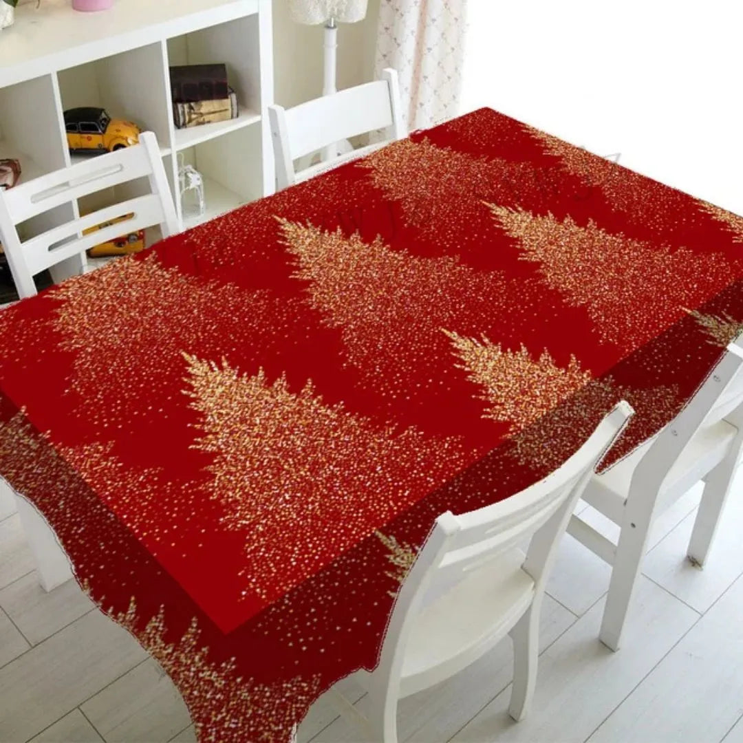 Toalha de Mesa para Natal 2,4,6,8 lugares Impermeável natalina vermelha branco