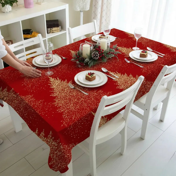Toalha de Mesa para Natal 2,4,6,8 lugares Impermeável natalina vermelha branco
