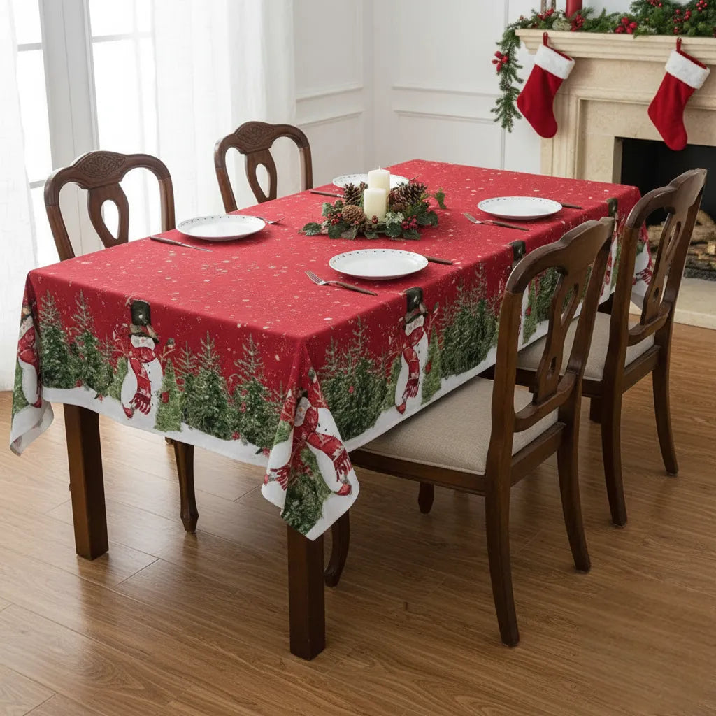 Toalha de Mesa para Natal 2,4,6,8 lugares Impermeável natalina vermelha verde branco