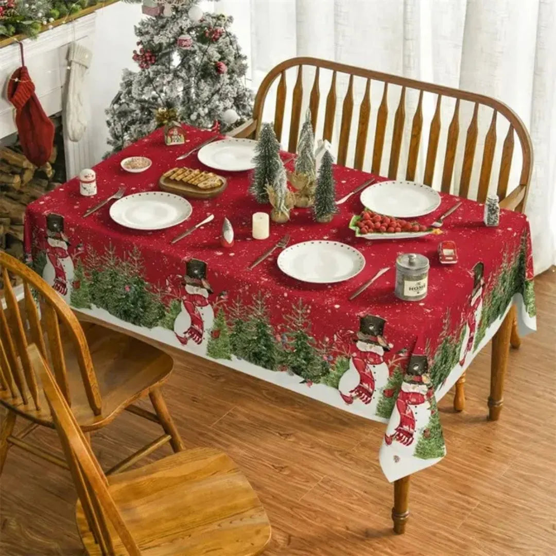 Toalha de Mesa para Natal Impermeável Decoração de Mesa Natalina vermelha