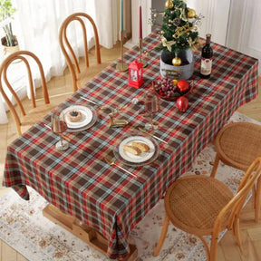 Toalha de Mesa para Natal Retangular Impermeável Quadriculada Decoração