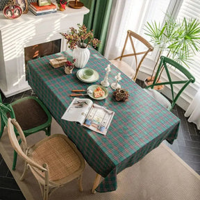 Toalha de Mesa para Natal Retangular Impermeável Quadriculada Decoração de Mesa verde