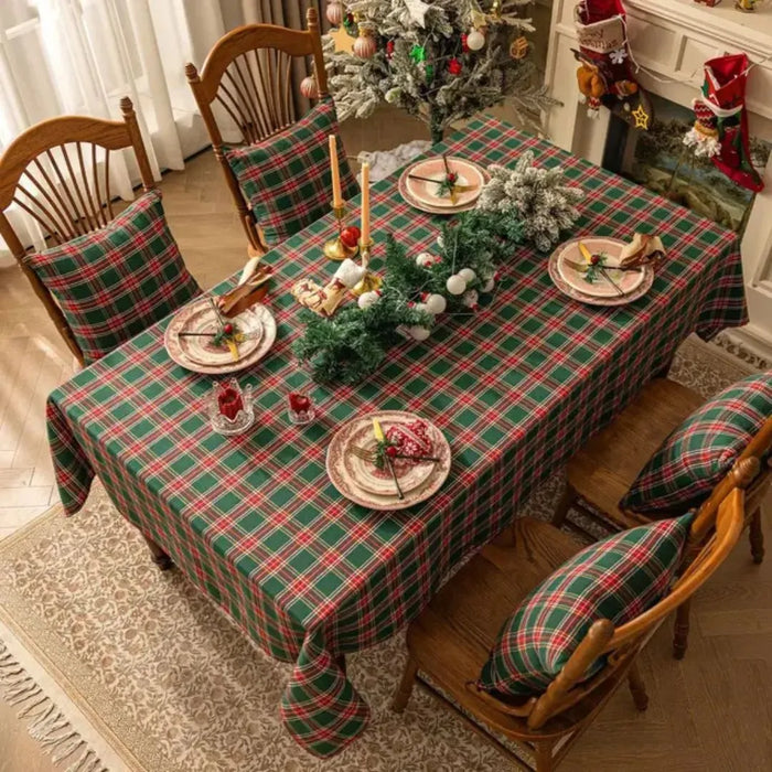Toalha de Mesa para Natal Retangular Impermeável Quadriculada