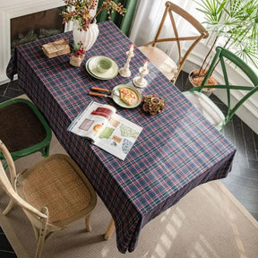 Toalha de Mesa para Natal Retangular Impermeável Quadriculada Decoração de Mesa azul