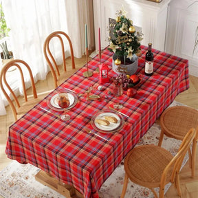 Toalha de Mesa para Natal Retangular Impermeável Quadriculada Decoração de Mesa vermelha