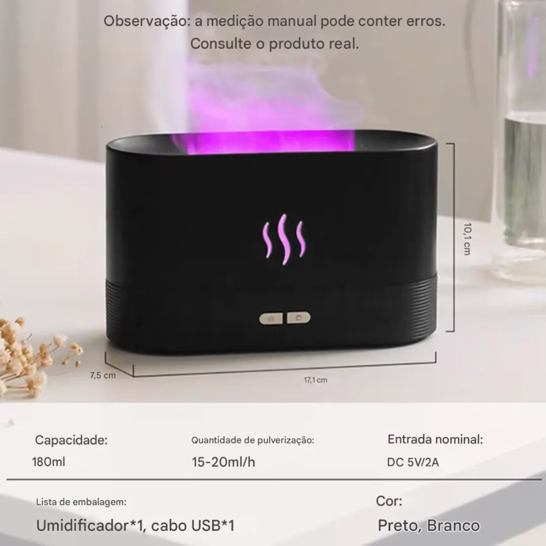 Umidificador de Ar Para Quarto Ultrassônico de Ambiente Portátil preto roxo