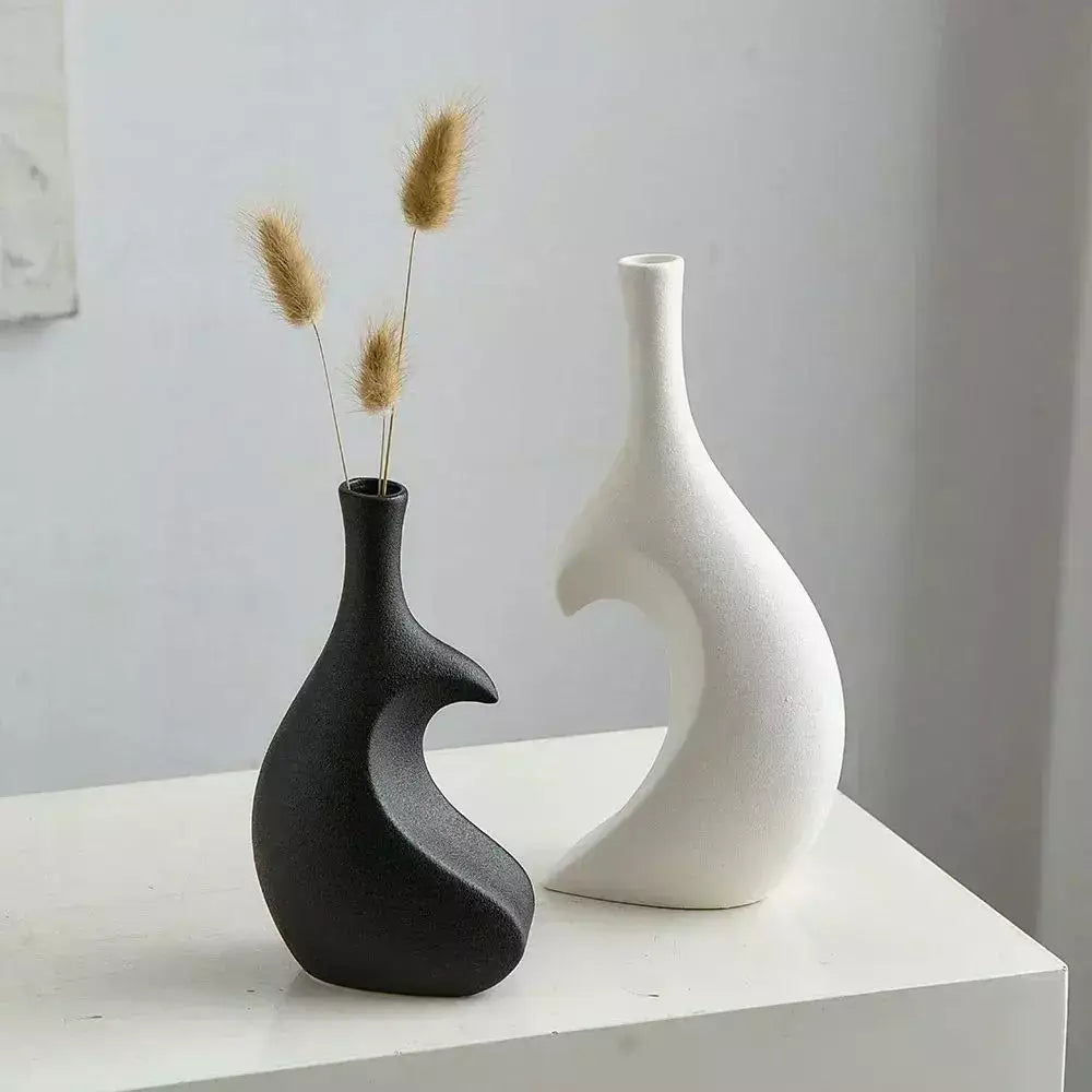 Vaso Decorativo para Sala de Ceramica Coracao 2 Peças