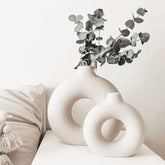 Vaso Decorativo para Sala Decoracao branco de Ceramica Rosquinha