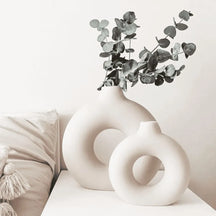 Vaso Decorativo para Sala Decoracao branco de Ceramica Rosquinha